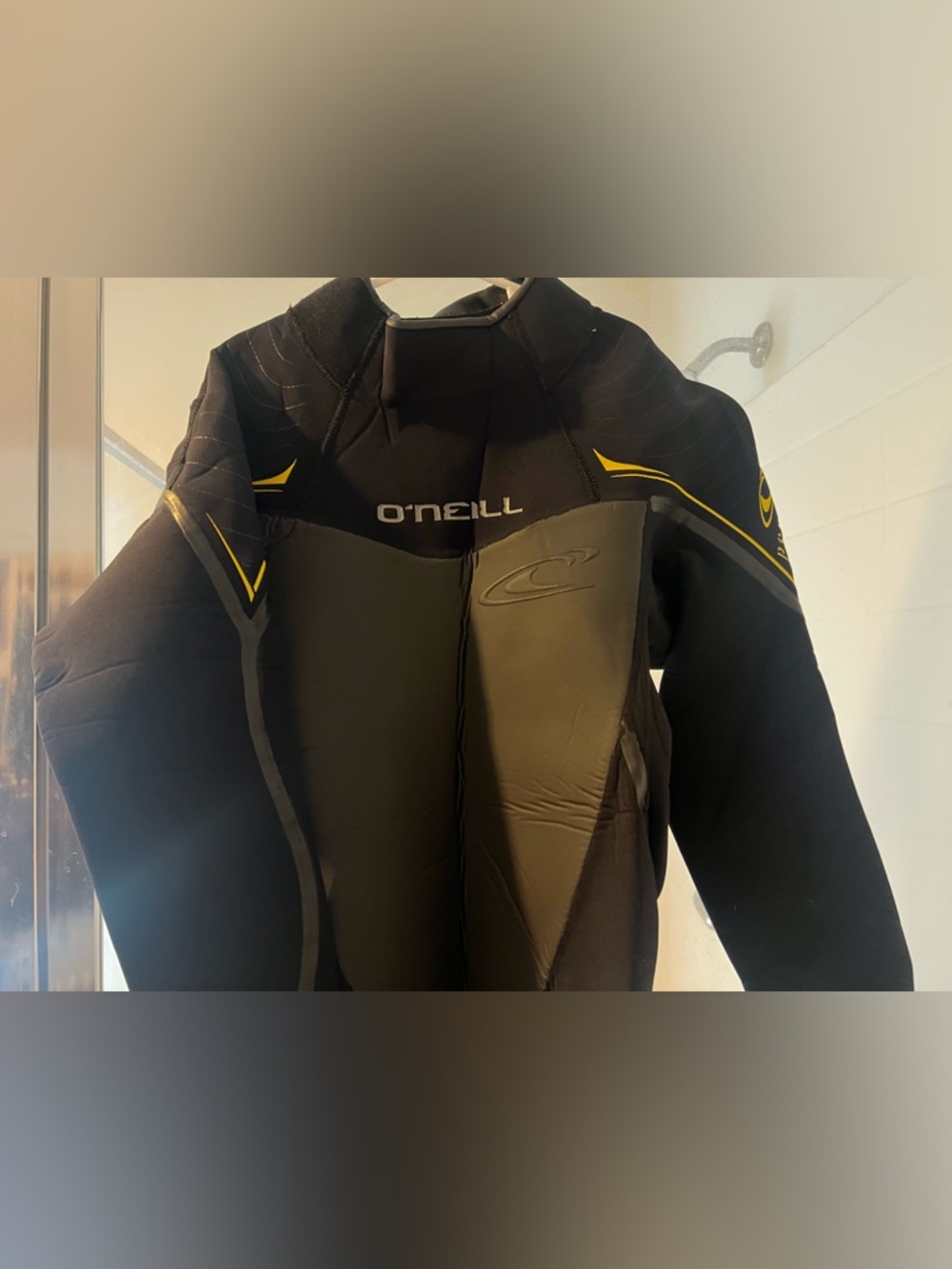 O'Neill Black Wetsuit Jacket with Yellow Accents